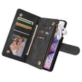 thumbnail image 3 of Cowithday Phone Case for Samsung Galaxy S21+, Galaxy S21 Plus Wallet Case with Zipper for Women and Men, PU Leather Magnetic Flip Kickstand Closure Wrist Strap Zipper Card Holder Phone Cases, Black, 3 of 8