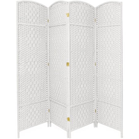 Oriental Furniture 7 Ft Tall Diamond Weave Room Divider, White color, 4 panel
