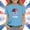 Blue, variant on Amidoa Girls Short Sleeve Graphic Summer Independence Day Crewneck T Shirts Kids Casual Tops Red Size 7