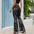 thumbnail image 2 of Black Paisley Bandana Print High Waisted Casual Flared Trousers Summer Home Pants Gift Street Fashion Night Club Big Size Trousers, 2 of 5