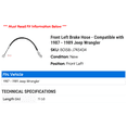 thumbnail image 2 of Front Left Brake Hose - Compatible with 1987 - 1989 Jeep Wrangler 1988, 2 of 2
