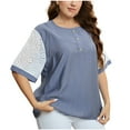 thumbnail image 2 of Tbopshirt Womens Tops,Women Casual T-shirt Plus Size Buttons Round Neck Short Sleeve Pullover Blouse Tops, 2 of 5