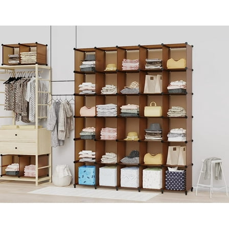 Closet Organizer, 12-Cube Closet Organizers and Storage, Cube Storage Organizer for Kids, Closet, Bedroom, Bathroom, Office, Brown