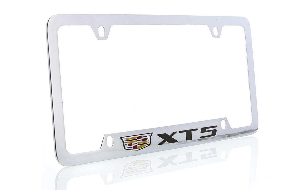 Cadillac XT5 Brass License Plate Frame with Chrome Finish (4 hole