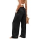 thumbnail image 4 of Pincandy Women's Solid Color Stretch Denim Leggings - 2 Pockets, Loose Wide Leg Fit, Perfect for Gym, Workout & Casual Wear, 4 of 7