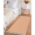 thumbnail image 3 of Area Rug with Tassels 2' x 5', Peach Pink Watercolor Kitchen Runner Rug for Hallway Bedroom Throw Rugs, Solid Color Soft Door Mat for Bathroom Entrance Living Room, 3 of 9