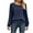 Navy, variant on WREESH Womens Fashion Dressy Shirts Solid Color Knit Round Neck Long Sleeved Hollowed Out Patchwork Loose T-Shirt Pullover Dark Gray