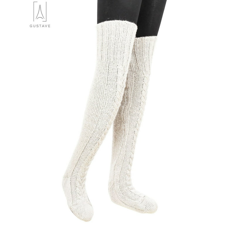 Gustave Women's Wool Thigh High Stockings,Over The Knee High Socks