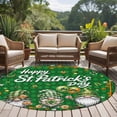 thumbnail image 4 of St Patrick's Day Round Area Rug 8Ft Washable Large Circle Rugs for Living Room Dorm, Lucky Gnomes Shamrock Balloon Green Plaid Non-Slip Carpet Floor Mats Indoor Outdoor Carpet Runner Home Decor, 4 of 8