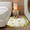 thumbnail image 3 of Round Area Rug 6ft,Vintage Watercolor Lemon Leaf Floral Washable Carpet Non-Slip Runner Accent Rugs Indoor Floor Mat for Bedroom Living Room Decor,Farmhouse Fruit Plant, 3 of 9