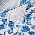 thumbnail image 4 of Orne 3 Piece King Quilt Set with Coastal Print, White and Blue- Saltoro Sherpi, 4 of 5