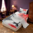 thumbnail image 2 of Homewish Japanese Style Twin Sheets, Ink Painting Nature Bedding, 3-Piece, 1 Flat Sheet, 1 Fitted Sheet and 1 Pillowcase, 2 of 6