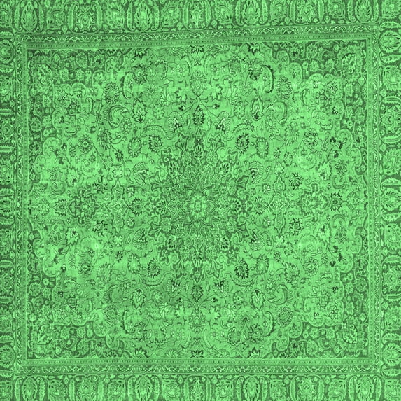 Ahgly Company Indoor Square Abstract Emerald Green Modern Area Rugs, 4' Square
