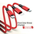 thumbnail image 3 of Cable de carga para teléfono móvil tres en uno de nailon tejido, con tres líneas de datos, carga rápida de 2 A, múltiples cabezales, logotipo, pequeños obsequios, 3 of 5