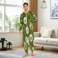 thumbnail image 5 of 1 Piece Adult Onesie Pajamas Cozy & Loose-Fit Sleepsuit Loungewear with Pockets Green Dandelions Pattern X-Small, 5 of 7