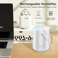 thumbnail image 5 of Hootek Portable Mini Humidifier with LED Light – 300ML Capacity, USB Charging, Whisper-Quiet, 2 Spray Modes, Cool Mist, Auto Shut-Off, Perfect for Bedroom, Office & Car, White, 5 of 7