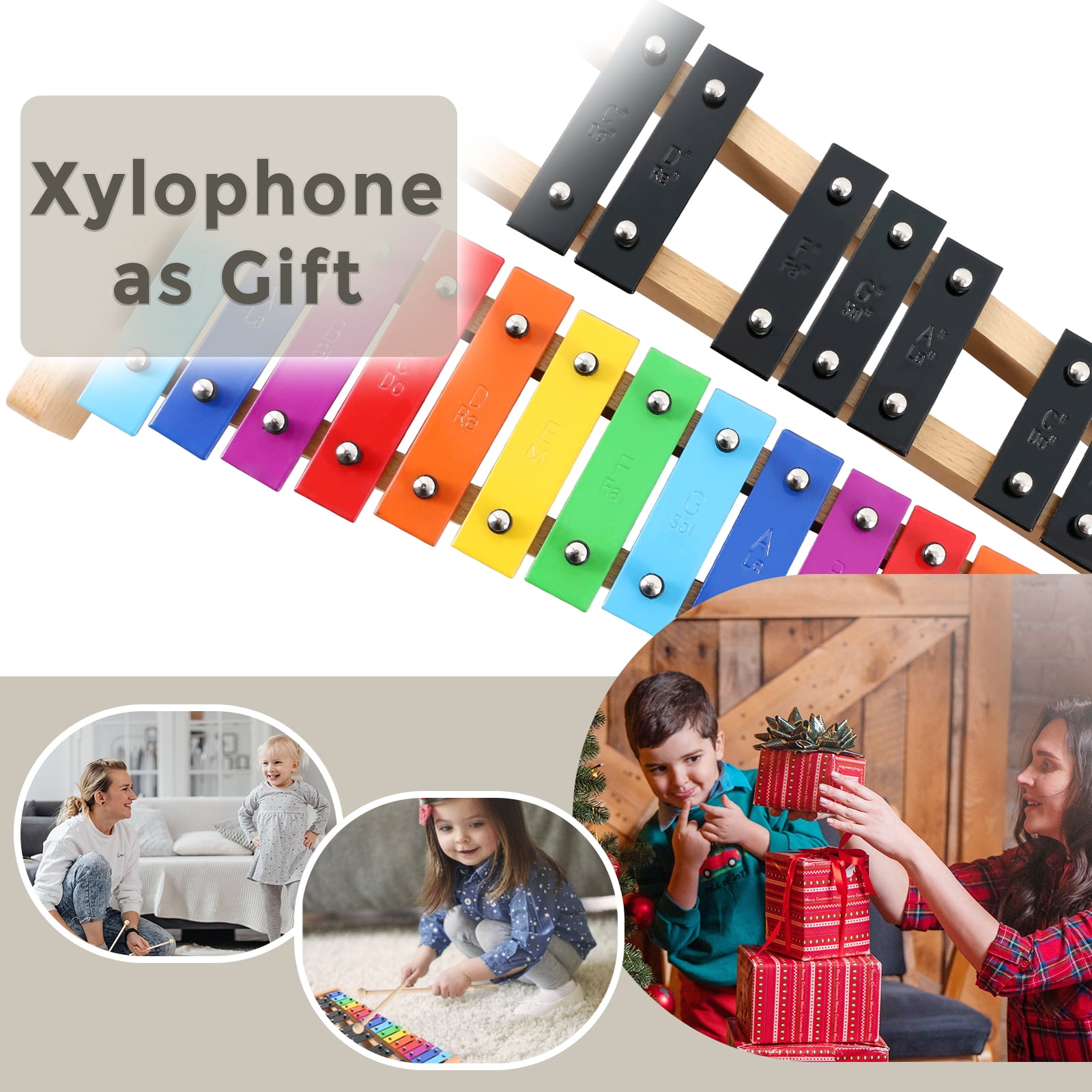 EASTROCK Xylophone Glockenspiel Wooden Frame & 27-Note Metal Keys,with Carry Bag and Mallets,Professional Xylophone for Classes/Band/Stage
