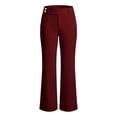 thumbnail image 6 of Hurxie Work Pants for Women Wide Leg Dress Pants Palazzo Business Casual Outfits Office Slacks with Pockets Button Stretchy Red,M, 6 of 6