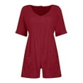 thumbnail image 4 of Riforla Fashion Women's Solid V Neck Pocket Zippered Short Sleeve Jumpsuit Casual Jumpsuits for Women Summer Watermelon Red XL, 4 of 5