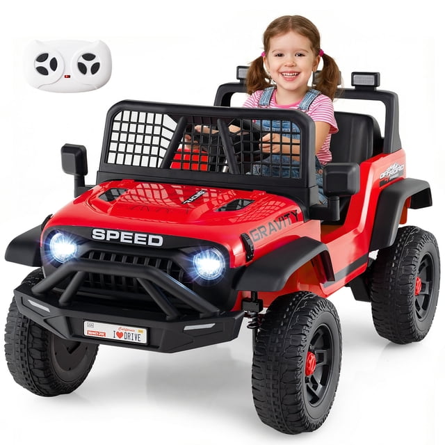 Gymax Voiture Électrique 24 V pour Enfants, Véhicule à Batterie avec Télécommande Parentale, Rouge