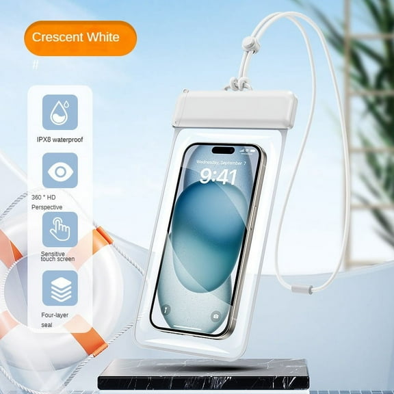 1PCS Moonlight White Waterproof Phone Case Touchscreen Swim Dive Rainproof