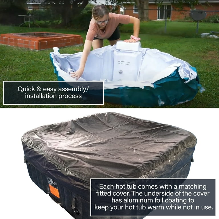 ALEKO 6 Person Jet Square Outdoor Inflatable Black Hot Tub Spa