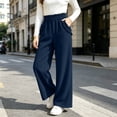 thumbnail image 4 of Women High Waist Paper Bag Waist Corduroy Wide Leg Trousers Elegant Ruffle Trim Straight-Leg Pants Vertical Rib Casual Pants Fall Outfits, 4 of 9
