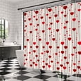 thumbnail image 3 of Red Heart Shower Curtain Striped Polka Dot Valentine''s Day Love Romantic Lover Couple Wedding Woman Girls Fabric Bathroom Decor Curtains with Hooks,35 x 70, 3 of 6