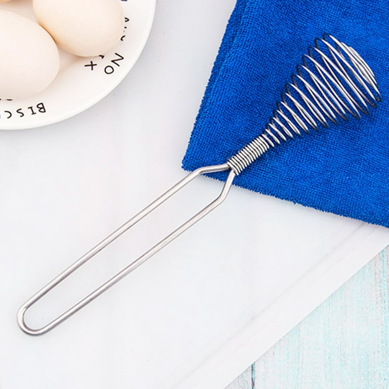Anyi Whisk 12inch Stainless Steel Long Handle Egg Beater Hand Push Wisking Tool for Home Whisks for Cooking, Blending, Beating & Stirring (Silver)