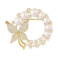 thumbnail image 1 of Perla Diamante de imitación Mariposa Boda Brillo Broche Pin Elegante chapado en oro artificiales con incrustaciones Broche de de, 1 of 8