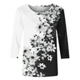 thumbnail image 3 of Patlollav New 2024 Plus Size T Shirts Womens Fashion Casual Seventh Sleeve Printed O-Neck Pullover T-Shirt Tops, 3 of 6