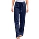 thumbnail image 1 of Pantalones anchos de algodón y lino para mujer: cintura alta elástica, cordón, transpirables, ropa informal para la oficina y la playa, tallas S-XXL, cintura de 66 a 88 cm., 1 of 8