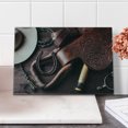 thumbnail image 2 of Western Cutting Board, Clothes and Accessories for Horse Riding with Rural Details Wild Sports Themed Art, Decorative Tempered Glass Cutting and Serving Board, Small Size, Brown, by Ambesonne, 2 of 5
