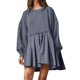 thumbnail image 5 of Vestido de manga larga para mujer vestido de retales de Color sólido vestido informal para desplazamientos diarios, 5 of 8