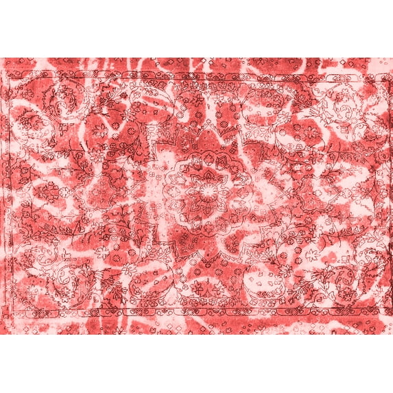 Ahgly Company Machine Washable Indoor Rectangle Abstract Red Modern Area Rugs, 8' x 12'