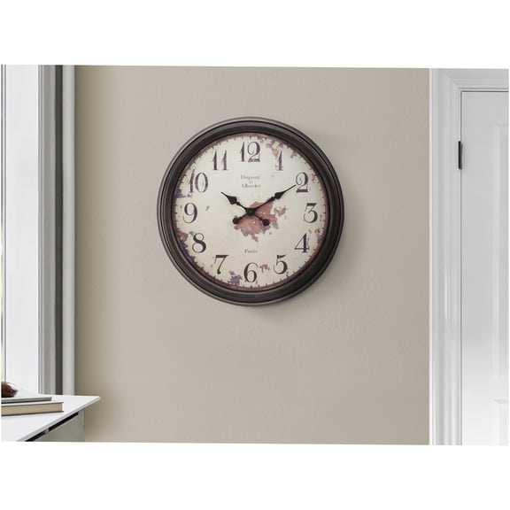 JERFIT 20 Inch Large Round Wall Clock with Silent Non-Ticking Quartz Movement, Vintage Brown Retro Style for Living Room, Kitchen, Bedroom Decor