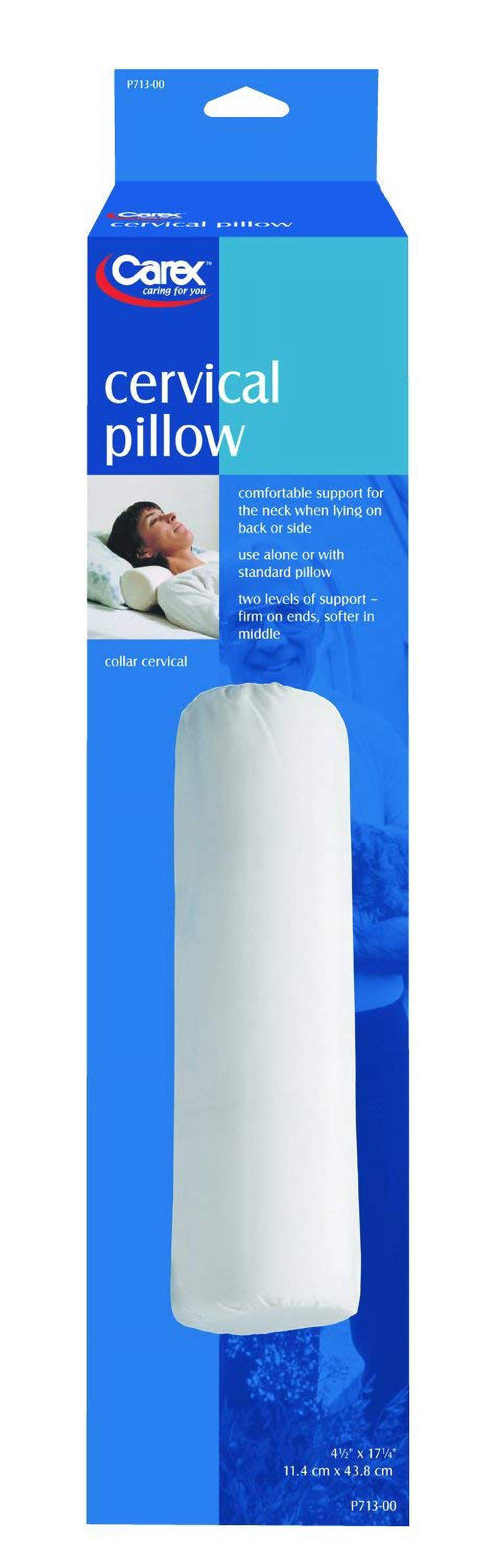 Carex Hypoallergenic Cervical Pillow for Neck, Back, and Leg Pain, for Side Sleeping, Washable Cover