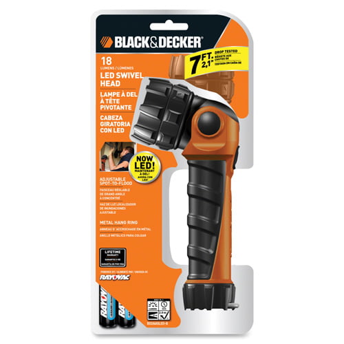 RAY-O-VAC BD2AASLED-B Rayovac Black & Decker LED Flashlight, Black Orange,  2 AA