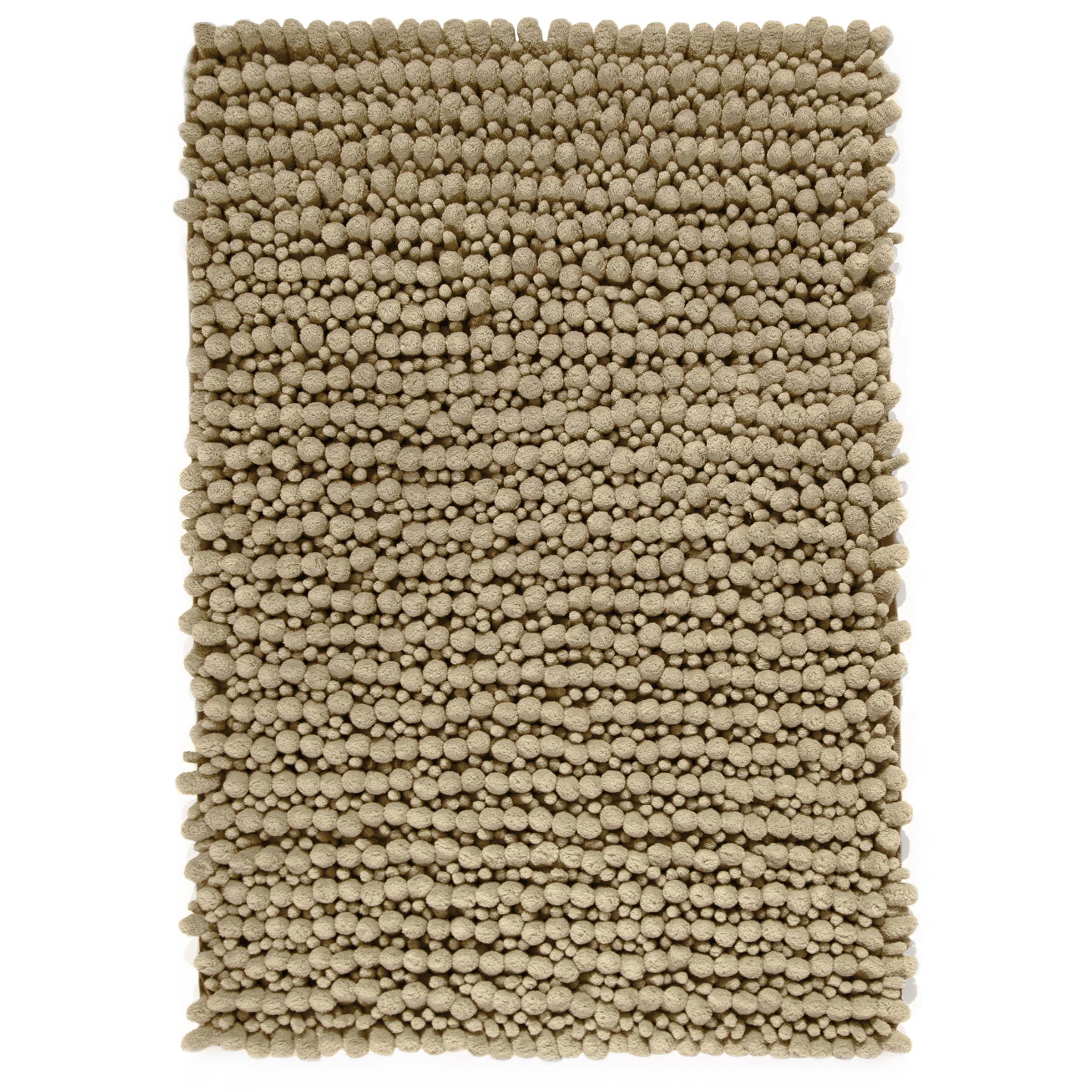 Microdry Chenille Absorbent Memory Foam Bath Mat, 16" x 24", Linen