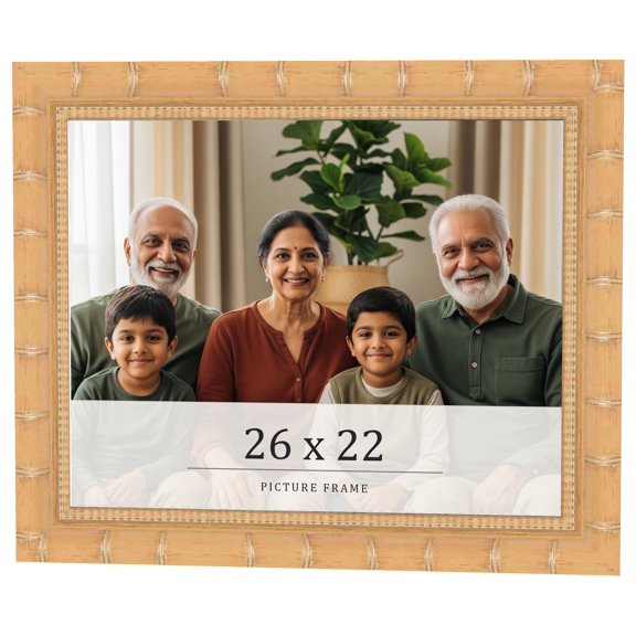 26x22 Light Brown Bamboo Real Wood Picture Frame Width 1.5 inches | Interior Frame Depth 0.5 inches