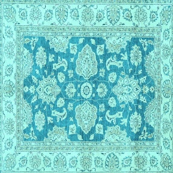 Ahgly Company Indoor Square Oriental Light Blue Traditional Area Rugs, 3' Square