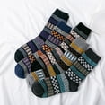 thumbnail image 2 of Bibifish Womens Socks 5 pairs Knit Mid Calf Socks Retro Double Layer Winter Warm Thick Thermal Crew Socks Breathable Colorful Stripe Socks For Ladies, 2 of 3