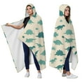 thumbnail image 2 of Wearable Blanket,LightBeige Cartoon Dinosaurs Silhouettes Pattern Hooded Wearable Flannel Blanket for Adults & Teens,Winter Poncho Shawl Wrap Cape Cozy Anti-Pill,50"x60", 2 of 5