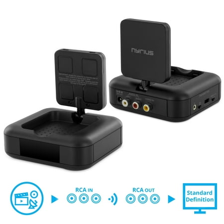 Nyrius 5.8GHz 4 Channel Wireless Video Sender Transmitter & Receiver with Remote Extender for Wirelessly Streaming to (Best Way To Connect Computer To Tv Wirelessly)