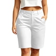 thumbnail image 2 of Neewe Bermuda Shorts for Women Summer Dressy Casual Elastic High Waisted Wide Leg Knee Length Shorts with Pockets, 2 of 6