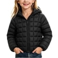 thumbnail image 3 of Children Padded Jackets for Girls Dqueduo Girls' Hooded Puffer Full Zip Quilted Warm Outerwear Casual Winter Coat Jacket, 3 of 10
