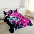 thumbnail image 3 of Manfei Happy Halloween Full Size Comforter Sets,Gothic Theme Skull Bedding Comforter Set,Pink Gray Black Bedding Sets For Teens,Breathable Home Decor Reversible,3-Piece, 3 of 8