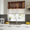 thumbnail image 4 of 2 Pack Valances for Window, Brown Vintage Wooden Short Curtains for Kitchen Bedroom Living Room, Retro Art Farmhouse Rod Pocket Small Window Treatment Valance Drapes 42 x 12 Inch, 4 of 8