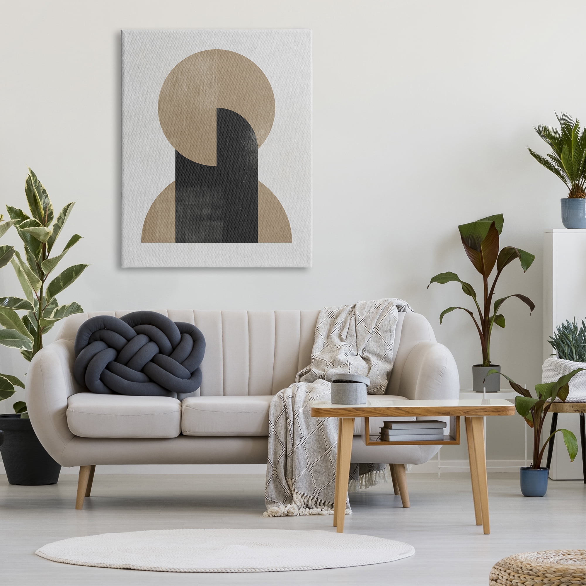Stupell Industries Modern Intersecting Shapes Abstract Painting Gallery Wrapped Canvas Art Print Wall Art, 36 x 48