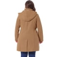 thumbnail image 4 of DARING DIVA Women's Plus Size Single Breasted Detachable Hooded Overcoat 3X Camel, 4 of 6